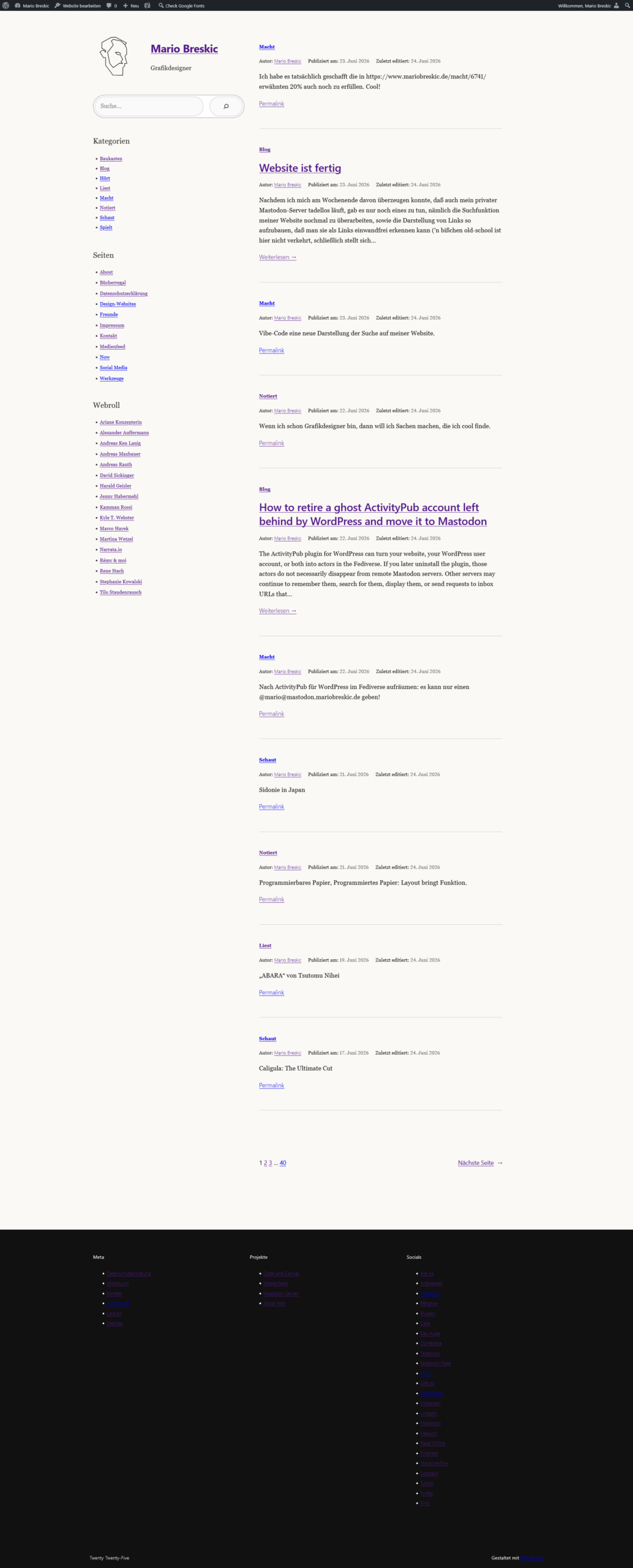 Current state of my website: subtractions